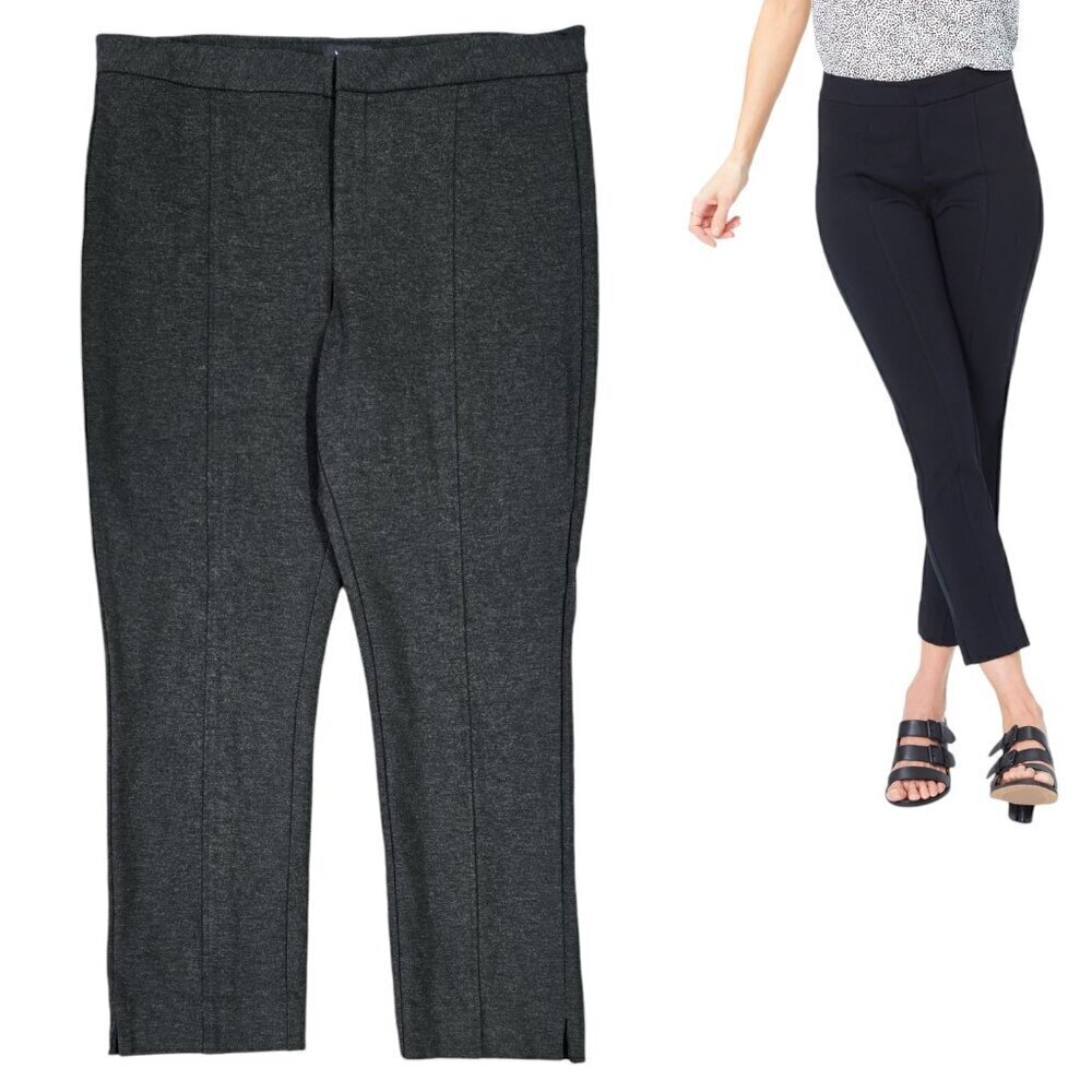 NYDJ Betty Heather Gray Ponte Knit Ankle Pants Capsule Lift Tuck Stretch Preppy
